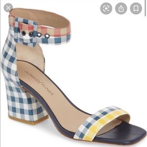 Donald J Pliner Watson Gingham Print Heel Sandals